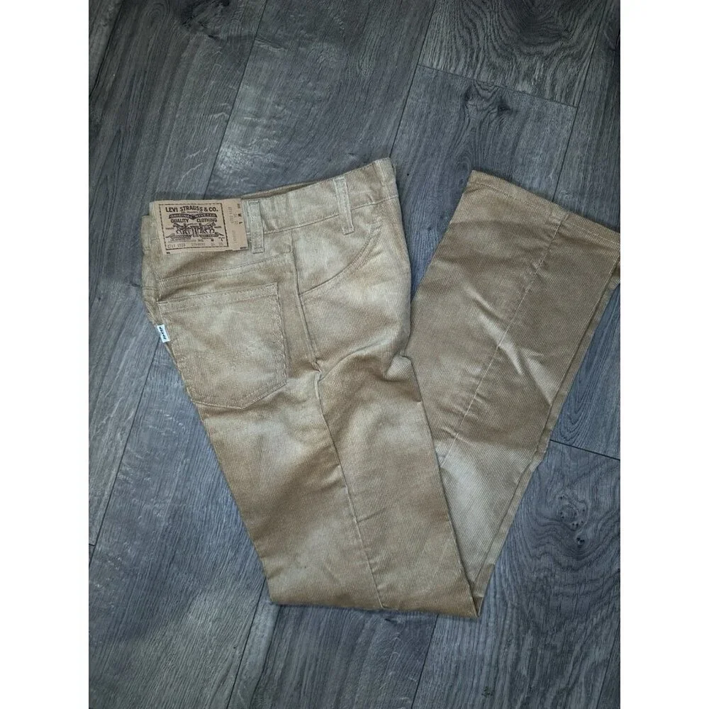 VTG 70's Levi's 719-1523 Corduroy Size 26x28 Student Fit Tan Pants YKK 45 zip